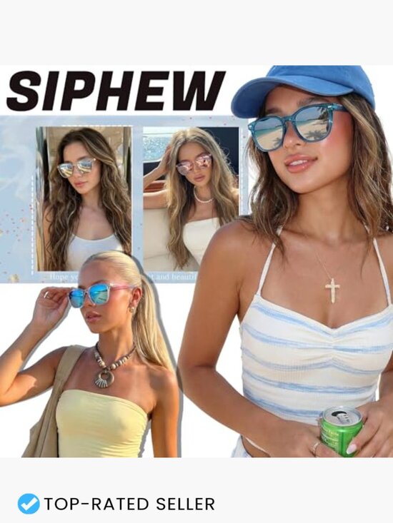 Mirrored Polarized Sunglasses Oversized Square Beach Eyewear UV400 Protection main image 4